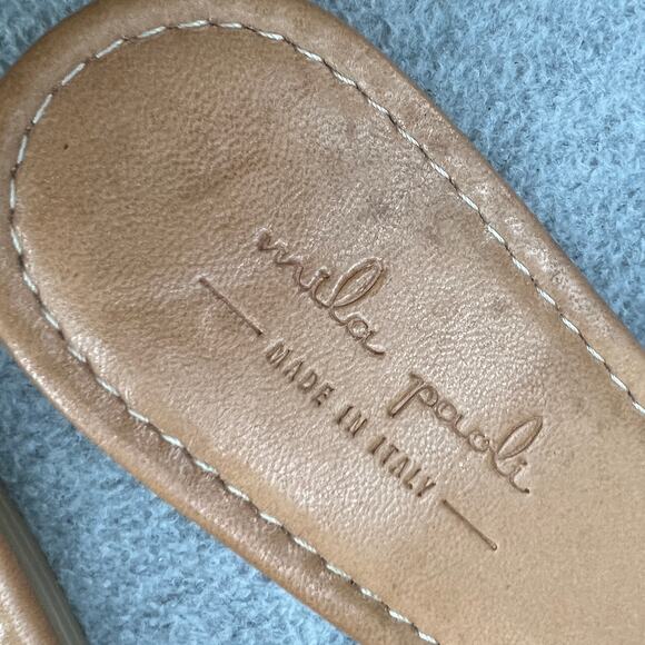 Mila Paoli Floral Suede Leather Slip On Flat Slide Sandal-Red Flower-Women 9.5 - Picture 13 of 13